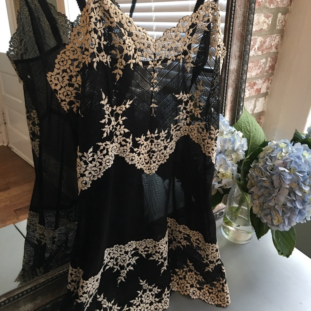 Black and cream sheer nightie in size small